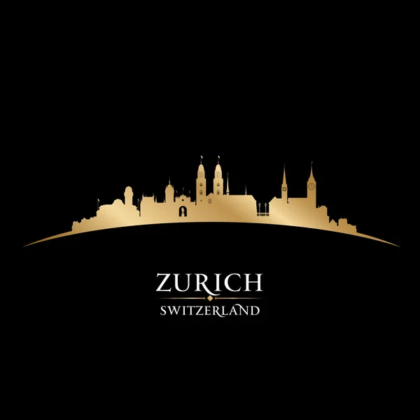 Zurich Suiza skyline silueta negro fondo — Archivo Imágenes Vectoriales