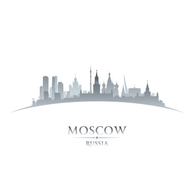 Moskova Rusya şehir manzarası siluet beyaz arka plan