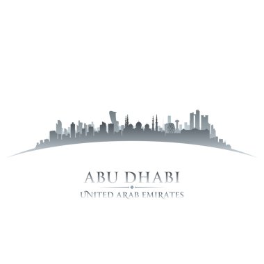 Abu dhabi Birleşik Arap Emirlikleri şehir manzarası siluet beyaz arka plan