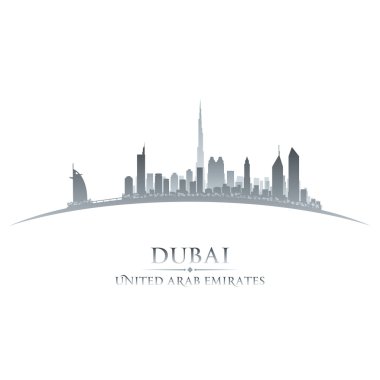 Dubai UAE city skyline silhouette white background clipart