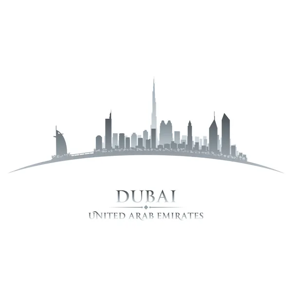 Dubai UAE cidade skyline silhueta branco fundo — Vetor de Stock