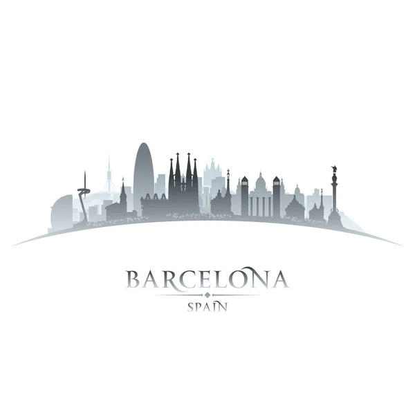 バルセロナ スペイン都市スカイライン シルエット白背景 — ストックベクタ