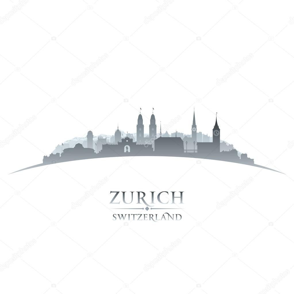 Zurich Switzerland city skyline silhouette white background