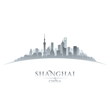Shanghai China city skyline silhouette white background clipart