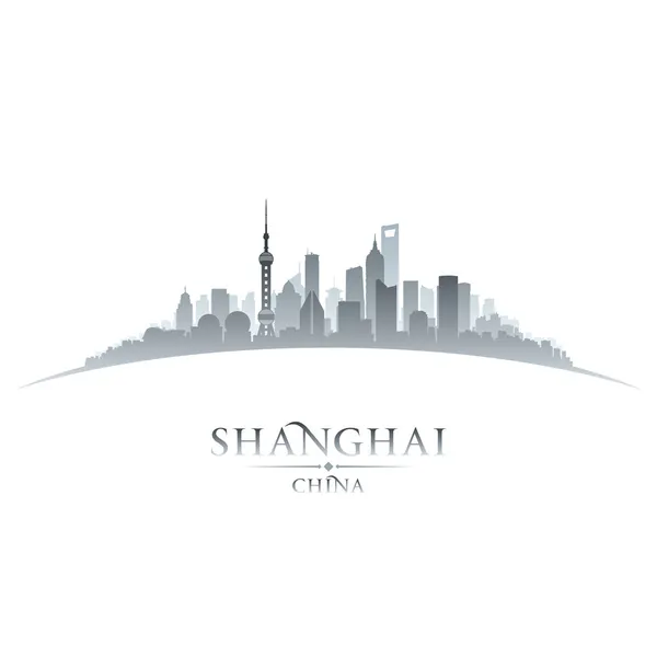 Shanghai China cidade skyline silhueta branco fundo —  Vetores de Stock