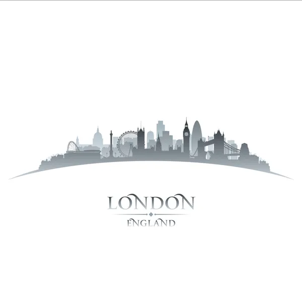 Londen Engeland stad skyline van silhouet witte achtergrond — Stockvector