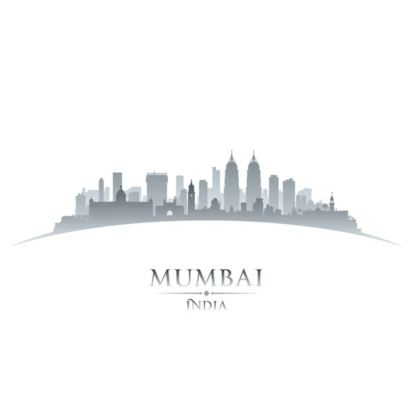 Mumbai India ciudad skyline silueta fondo blanco — Archivo Imágenes Vectoriales