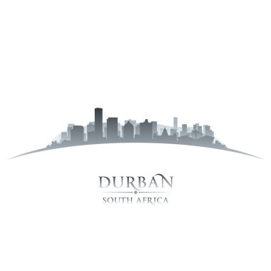 Durban Güney Afrika şehir manzarası siluet beyaz arka plan