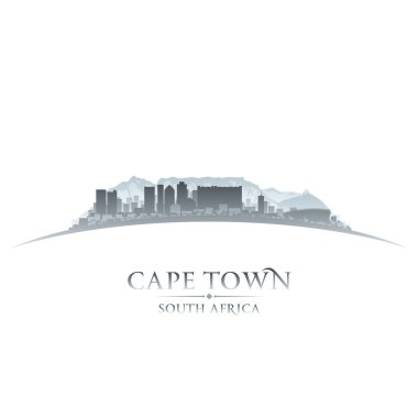 Cape town Güney Afrika şehir manzarası siluet beyaz arka plan