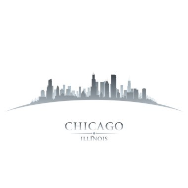 Chicago Illinois city skyline silhouette white background clipart