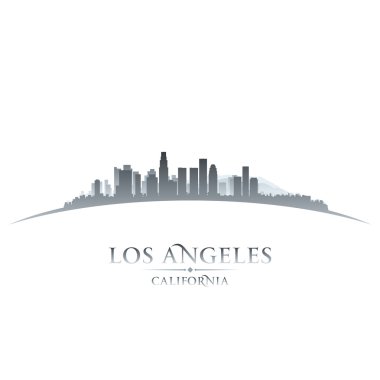 Los angeles california city skyline siluet beyaz arka plan