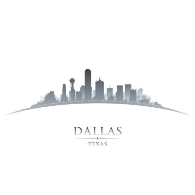 Dallas texas city skyline siluet beyaz arka plan