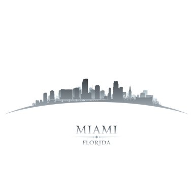 Miami florida şehir manzarası siluet beyaz arka plan