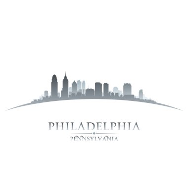 Philadelphia pennsylvania şehir manzarası siluet beyaz backgrou