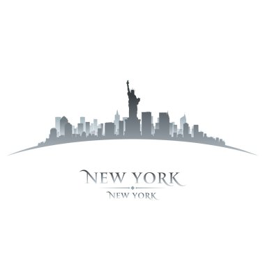 New york şehir silüeti siluet beyaz arka plan