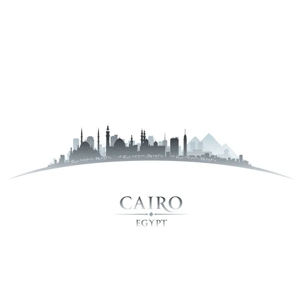 Kairo Egypten city skyline silhuett vit bakgrund — Stock vektor