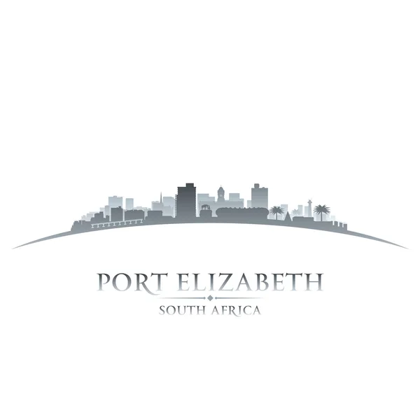 Port Elizabeth Sudáfrica silueta horizonte de la ciudad blanco backgr — Vector de stock