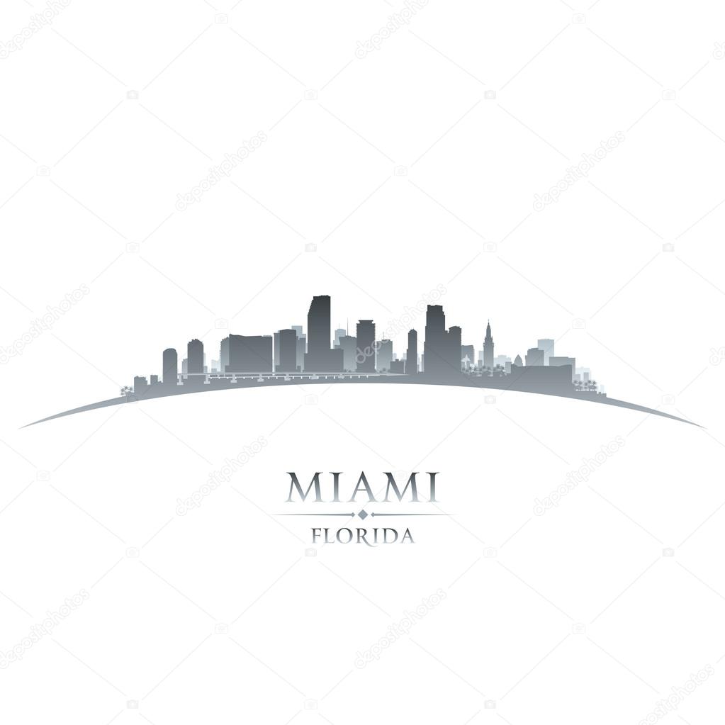 Miami Florida city skyline silhouette white background