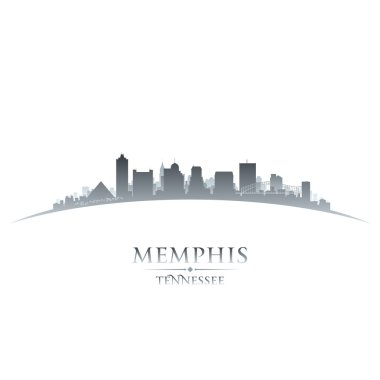 Memphis tennessee şehir manzarası siluet beyaz arka plan