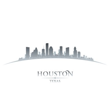Houston texas city skyline siluet beyaz arka plan