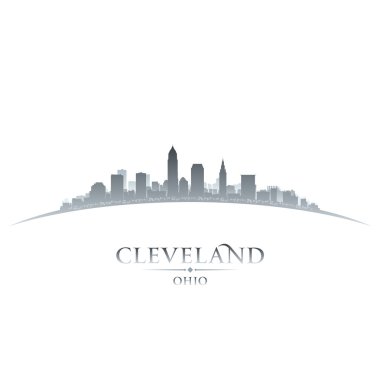 Cleveland ohio city skyline siluet beyaz arka plan