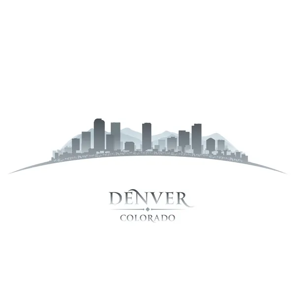 Denver Colorado cidade skyline silhueta branco fundo —  Vetores de Stock