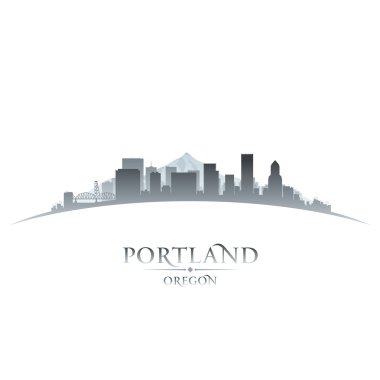 Portland oregon city skyline siluet beyaz arka plan