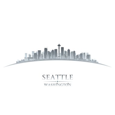 Seattle washington şehir manzarası siluet beyaz arka plan