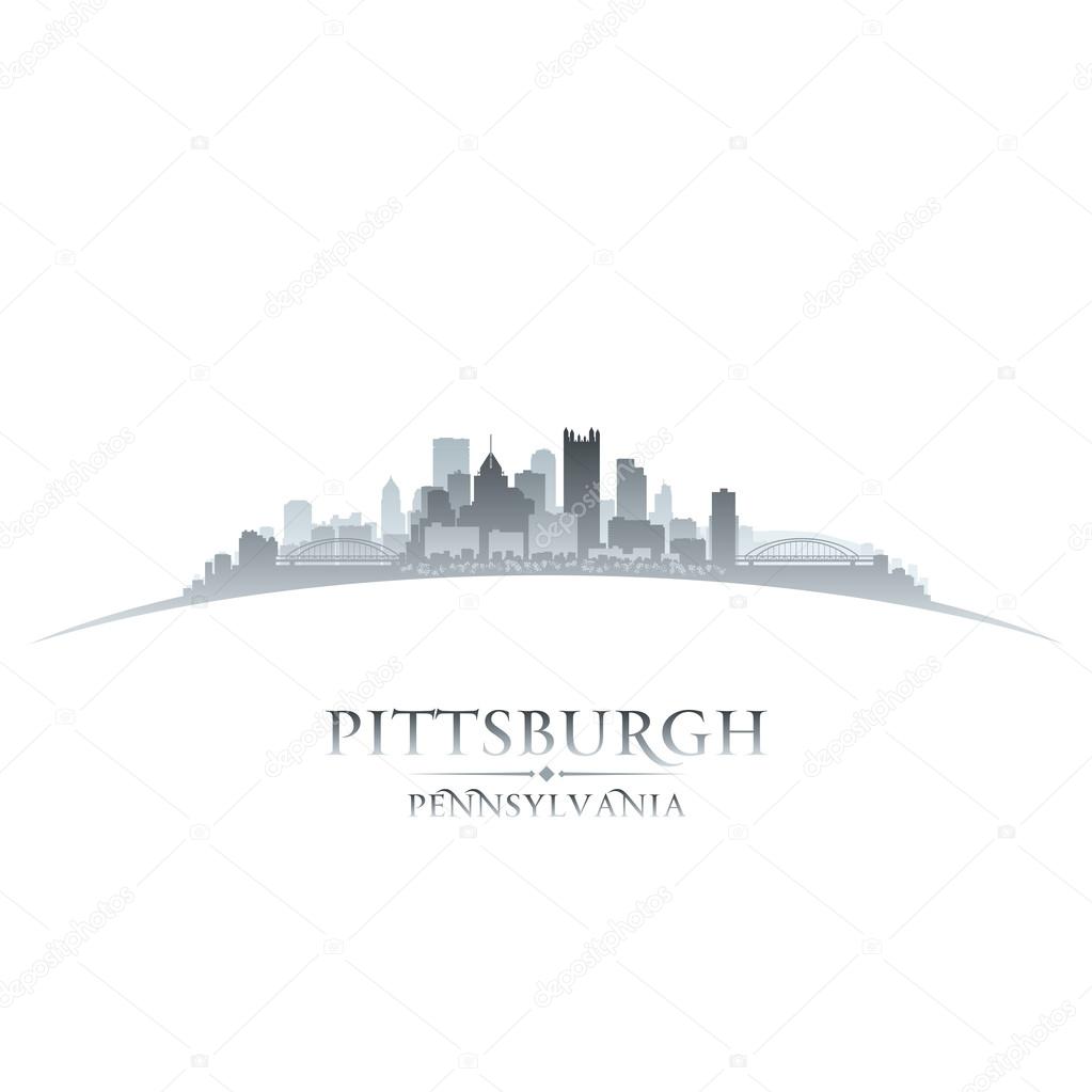 Pittsburgh Pennsylvania city skyline silhouette white background