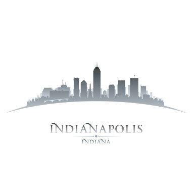 Indianapolis Indiana şehir manzarası siluet beyaz arka plan