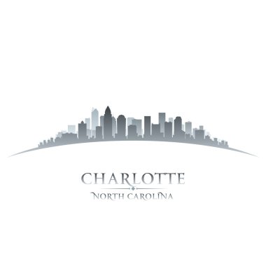 Charlotte north carolina şehir manzarası siluet beyaz adam