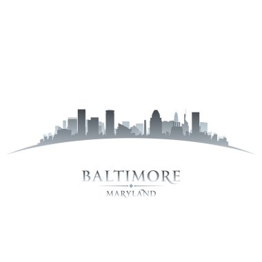 Baltimore maryland şehir manzarası siluet beyaz arka plan