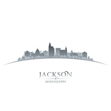 Jackson mississippi şehir manzarası siluet beyaz arka plan