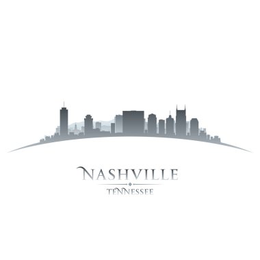 Nashville tennessee şehir manzarası siluet beyaz arka plan