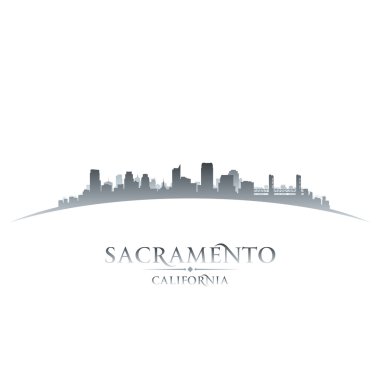 Sacramento california city skyline siluet beyaz arka plan