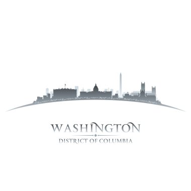 Washington dc şehir manzarası siluet beyaz arka plan
