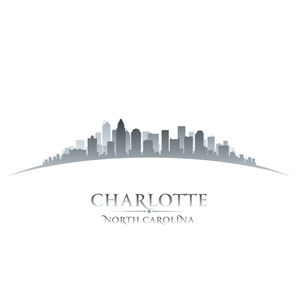 Charlotte North Carolina profilo della città silhouette sfondo bianco — Vettoriale Stock