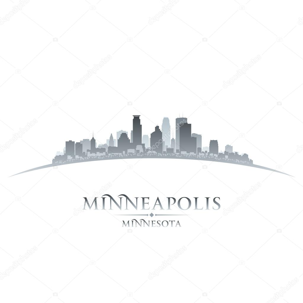 Minneapolis Minnesota city skyline silhouette white background