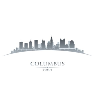 Columbus ohio city skyline siluet beyaz arka plan哥伦布俄亥俄州城市天际线轮廓白色背景