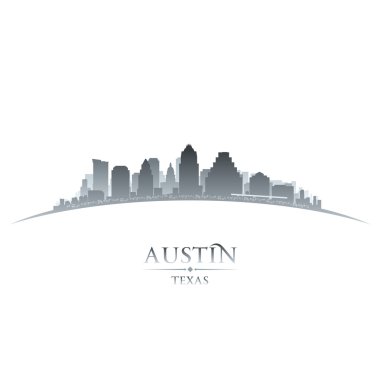 Austin texas city skyline siluet beyaz arka plan