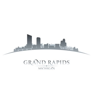 Grand rapids michigan city skyline siluet beyaz arka plan
