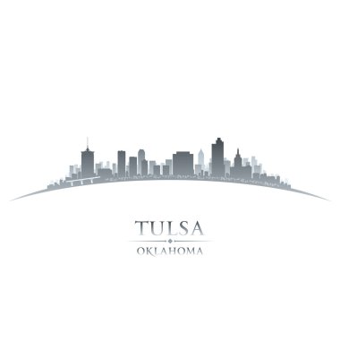 Tulsa oklahoma city skyline siluet beyaz arka plan