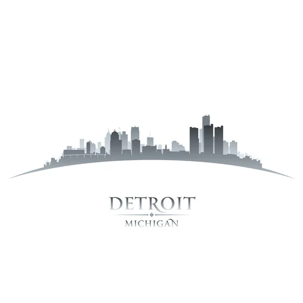 Detroit Michigan cidade skyline silhueta branco fundo — Vetor de Stock