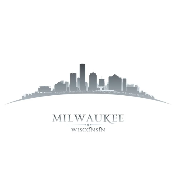 Milwaukee wisconsin city skyline silhuett whitek bakgrund — Stock vektor