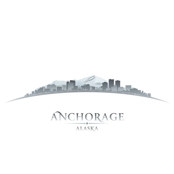 Anchorage Alaska city skyline silhouette white background — Stock Vector
