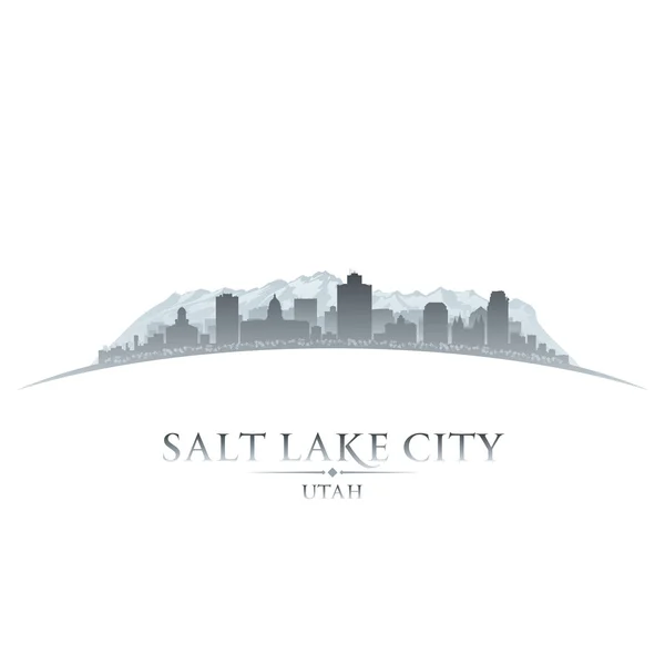 Salt Lake City Utah silueta fondo blanco — Vector de stock