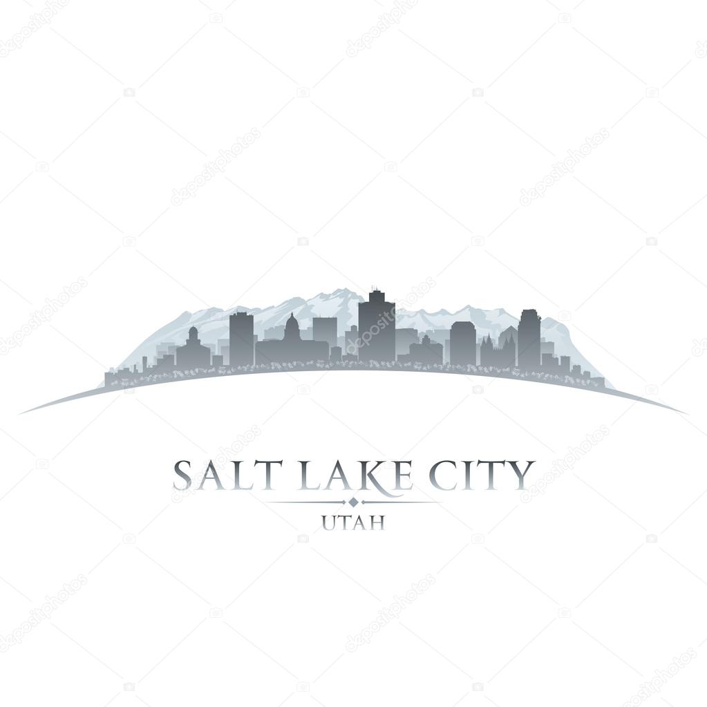 Salt Lake city Utah silhouette white background