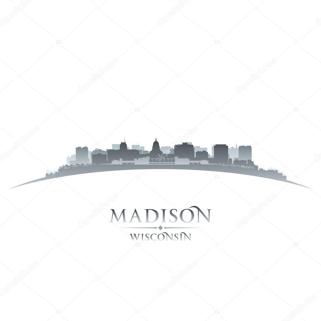 Madison Wisconsin city silhouette white background