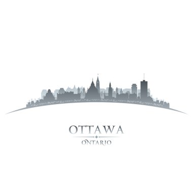 Ottawa, ontario Kanada şehir manzarası siluet beyaz arka plan