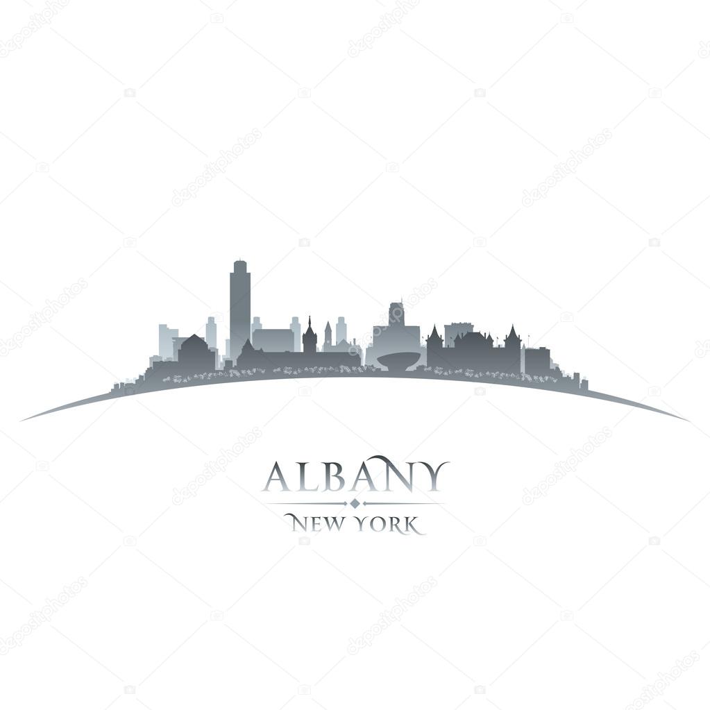 Albany New York city silhouette white background